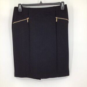 Alfani Black Textured Pencil Skirt With Gold Zipper Accents Size 10 Office